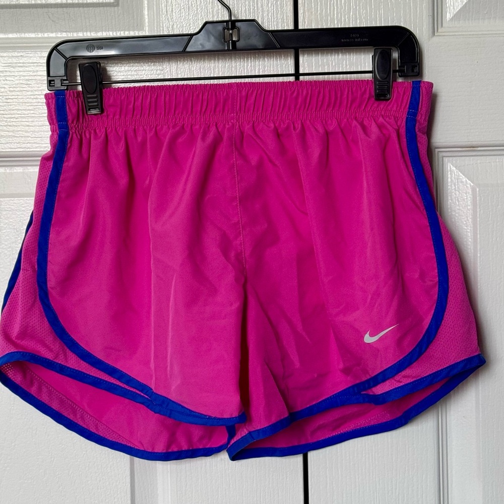Nike Women’s Tempo Hot Pink Athletic Shorts with Blue Trim